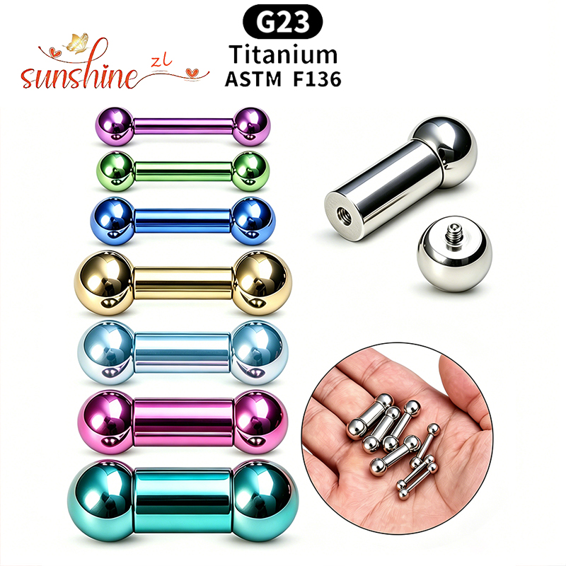 Body Jewelry Implant Grade - Barres droites en titane de qualité