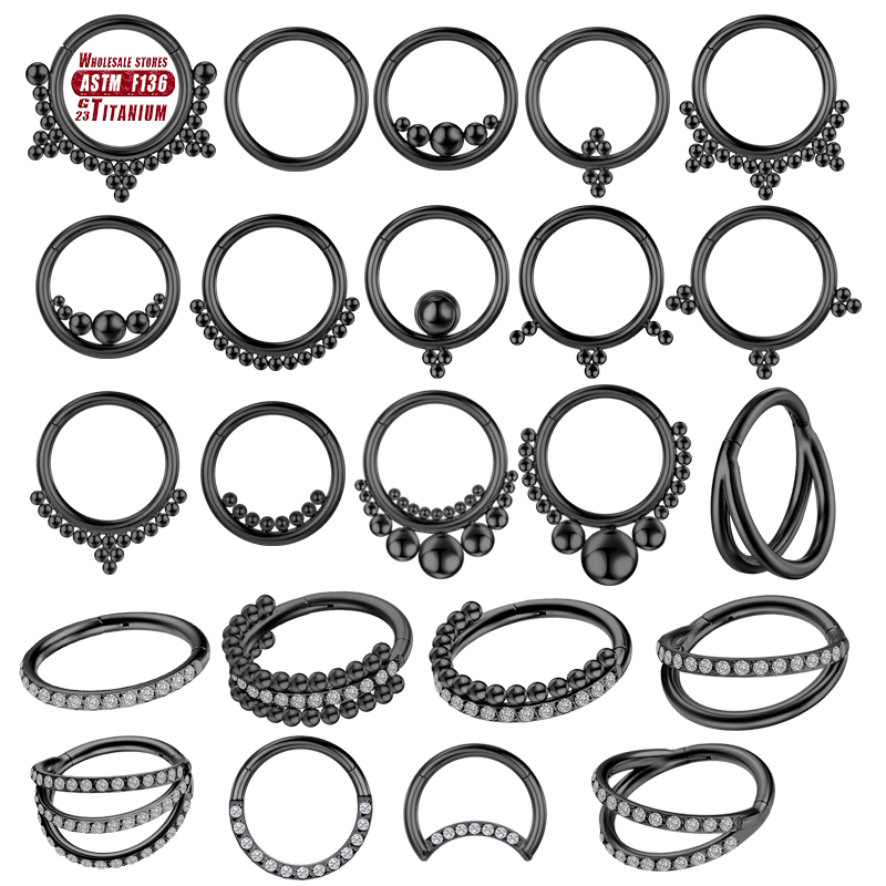 Body Jewelry Implant Grade - F136 titane Piercing noir nez anneau