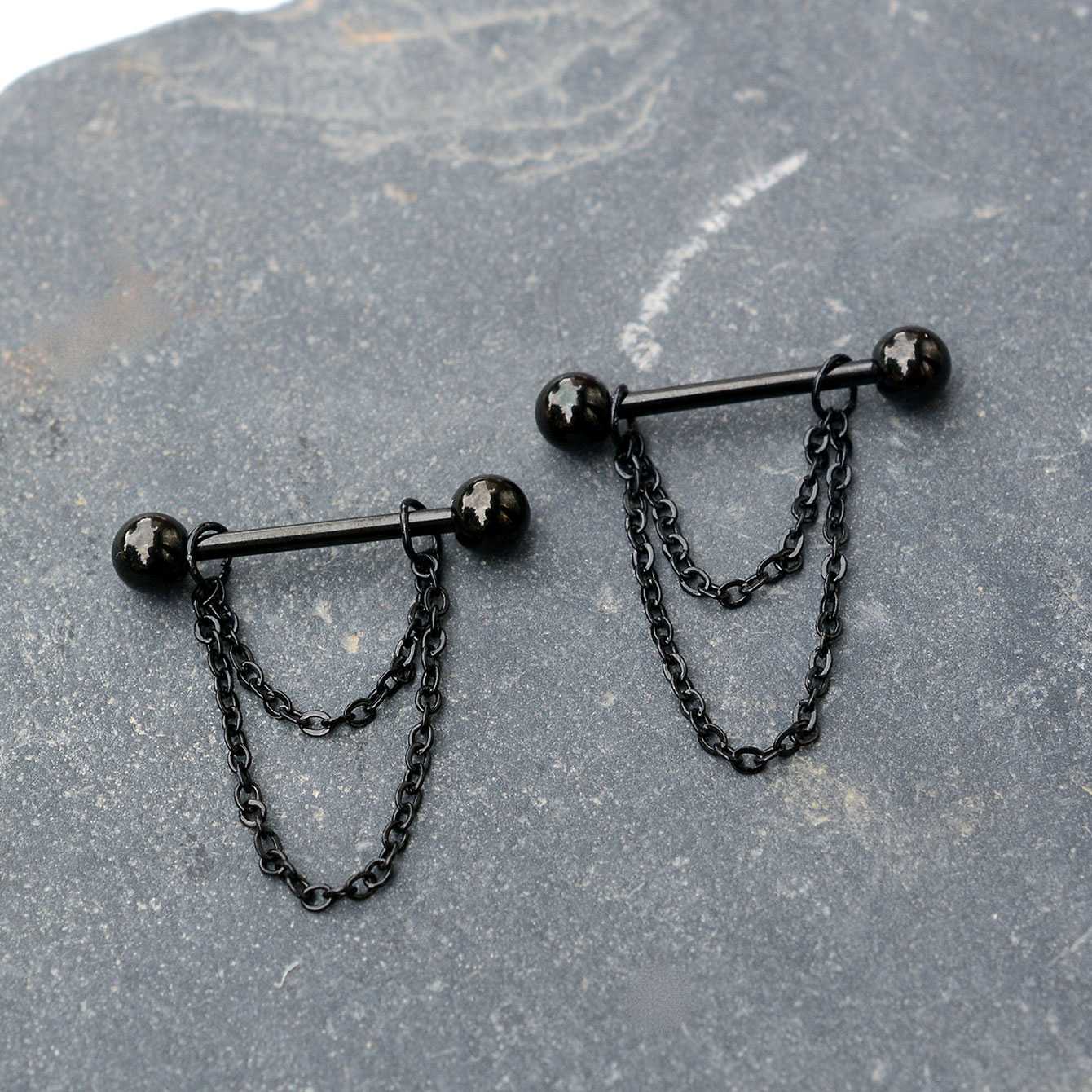 Piercing Noir Punk en Acier In - Body Jewelry Nipple Chain avis et prix