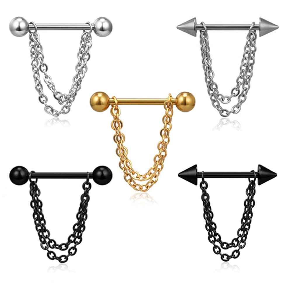 Piercing Noir Punk en Acier In - Body Jewelry Nipple Chain avis et prix